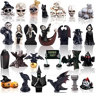 Exasinine 26Pcs Halloween Mini Figurines Mini Skull Heads Dragon Ghost D...