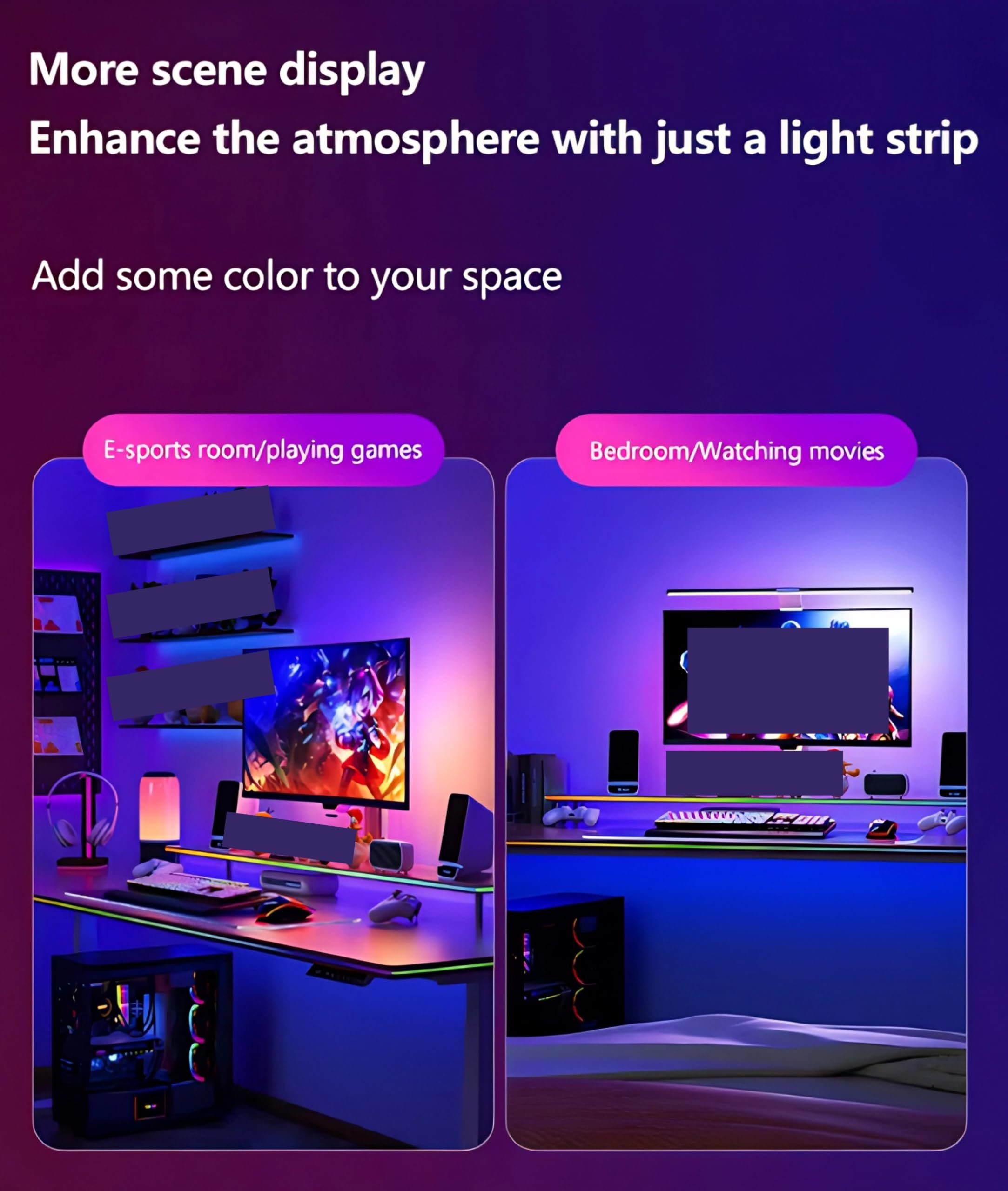 Światła LED do Podświetlenia Monitora, Synchronizacja Ekranu LED Oświetlenie Otoczenia z Wieloma Trybami Oświetlenia, Pasek LED USB RGB do Sypialni, PC, Monitor do Gier