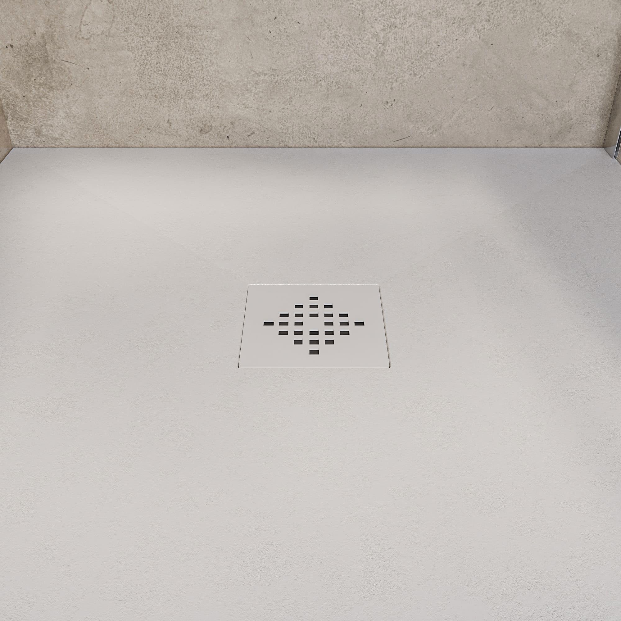 SOULHOME Brodzik prysznicowy– Żywica– Gel Coat– Gładka/Kamienna tekstura – Antypoślizgowy – Kolor złamana biel – 150x90- Niski 3 cm– Z dodatkowym syfonem – Standard