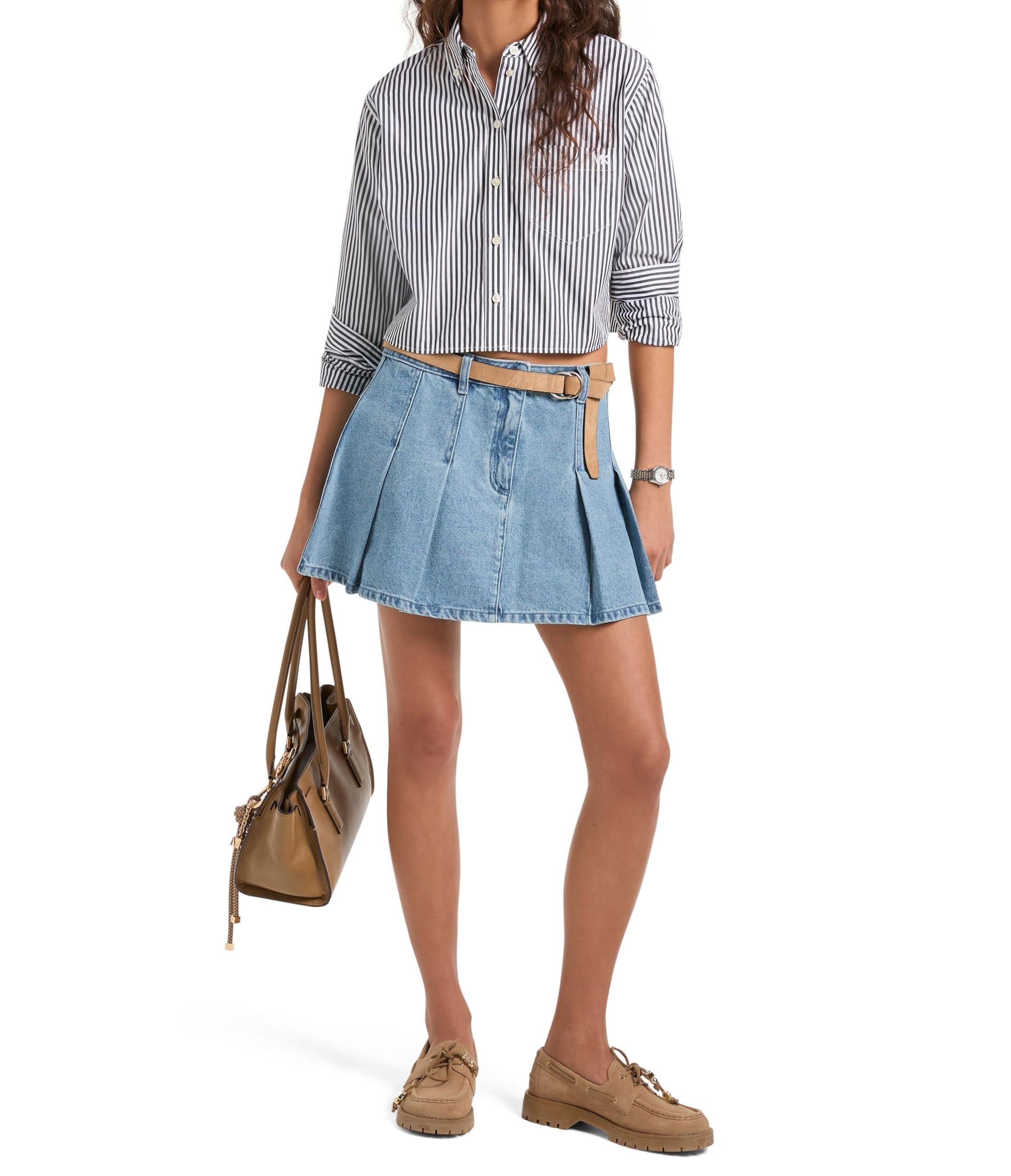 Michael Kors Womens Pleated Mini Skirt