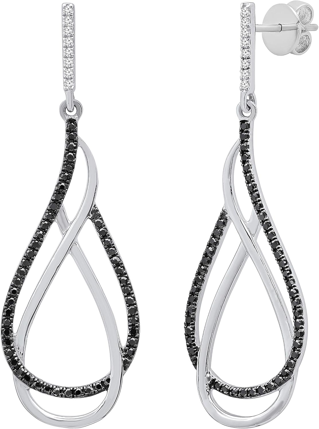 Dazzlingrock Collection 0.30 Ctw Round Natural Diamond Infinity Teardrop Push Back Dangle Earrings for Women in Real Solid Gold & 925 Sterling Silver