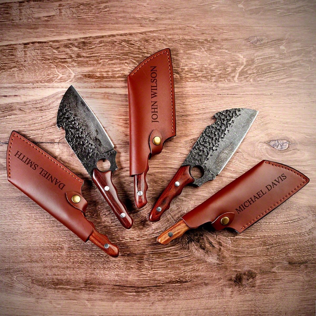 Personalized Meat Cleaver Knife, Set of 5 - Custom Groomsmen Ideas for BBQ Lovers, Grill Masters, or Home Chefs