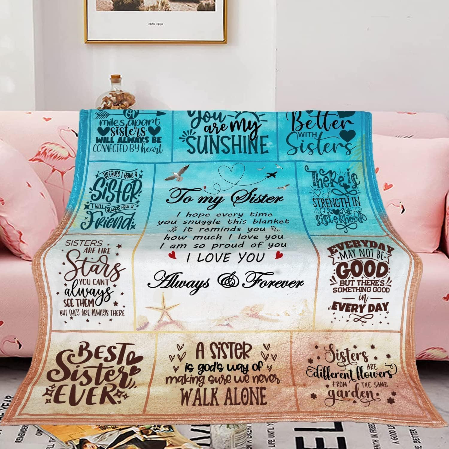 Sister Gifts Blanket, Sister Birthday Gifts Ideas, Birthday Gifts for Sisters, Best Sisters Ever Gift for Women, Mothers Day Christmas Big Sis Gifts Soft Flannel Throw Blanket 60"X50" - Image 2