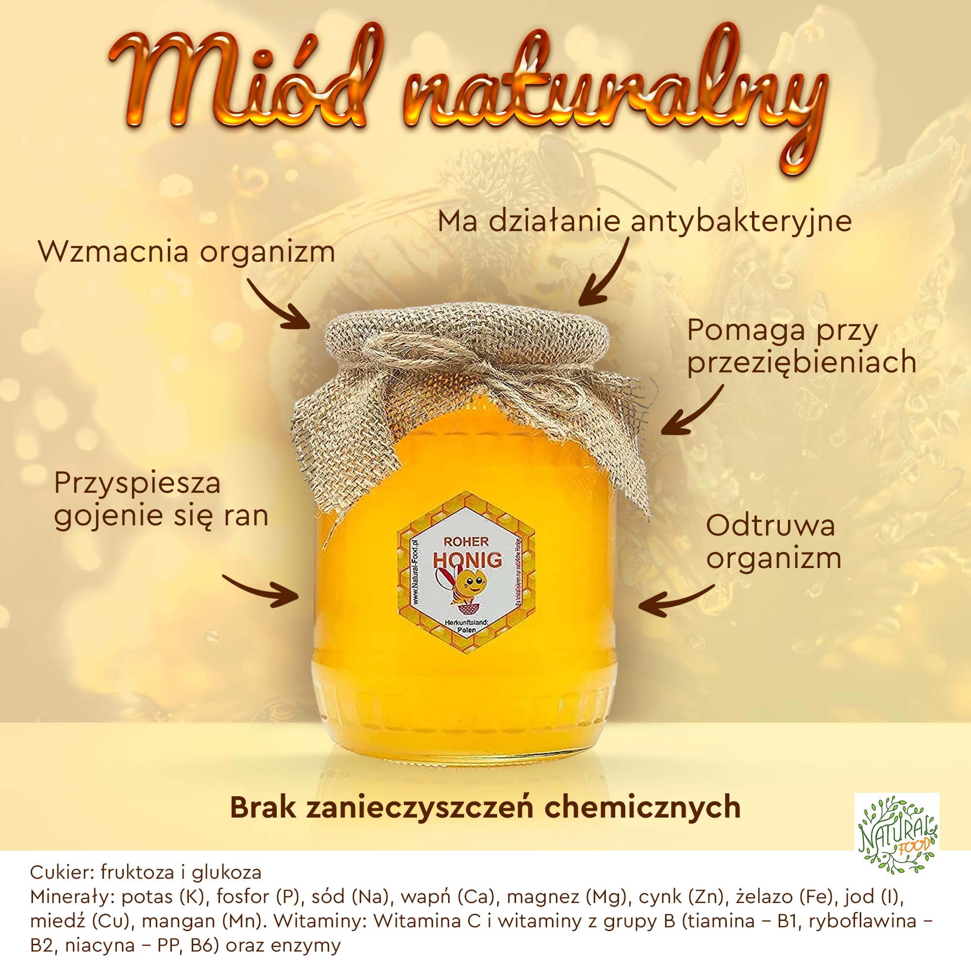 SUROWY MIÓD prosto od pszczelarzy w Polsce | 1.1KG | MIÓD MALINOWY | Surowy, naturalny, bez dodatków. Niefiltrowany, niewirowany ani nie podgrzewany | Wykonane przez pszczoły