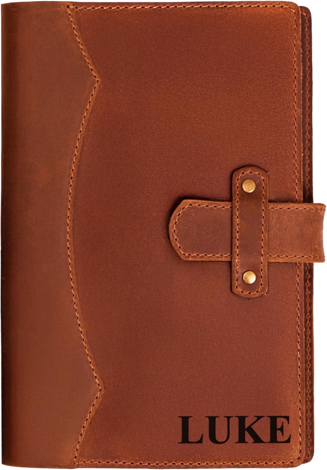 100% Genuine Leather Journal Engraved Name or Initials – Crafted in USA – Customized Gift for Business, College, Travel, Work – Refillable Lined Pages Notebook for Writing – Journal for Men & Women