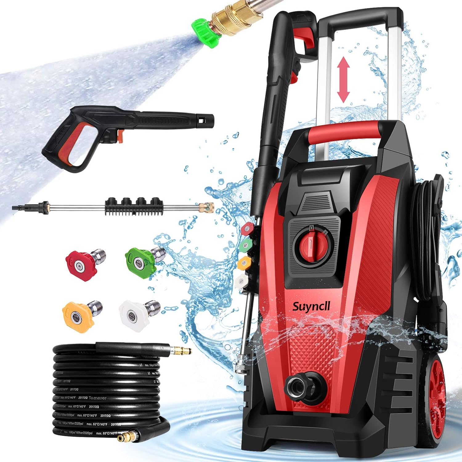 Suyncll Pressure Washer, 2300PSI Electric Power Washer, 1800W High Pressure Washer, Professional Washer Cleaner, with 4 Nozzles, Soap Bottle and Hose Reel, Best for Cleaning Cars,Driveways,Patios : Patio, Lawn & Garden
