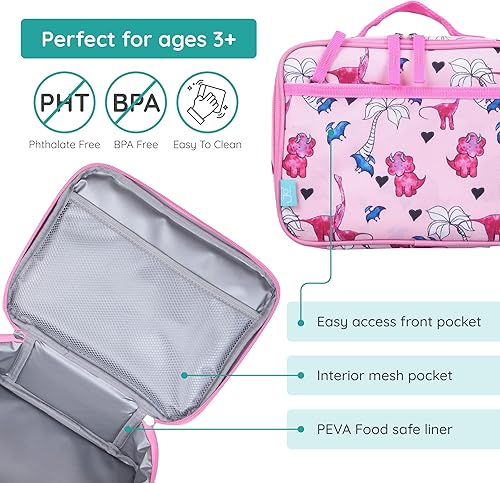 Vista 132 de Wildkin Lonchera aislada para niños y niñas, tamaño perfecto para empaquetar aperitivos calientes o fríos para la escuela y los viajes, los patrones