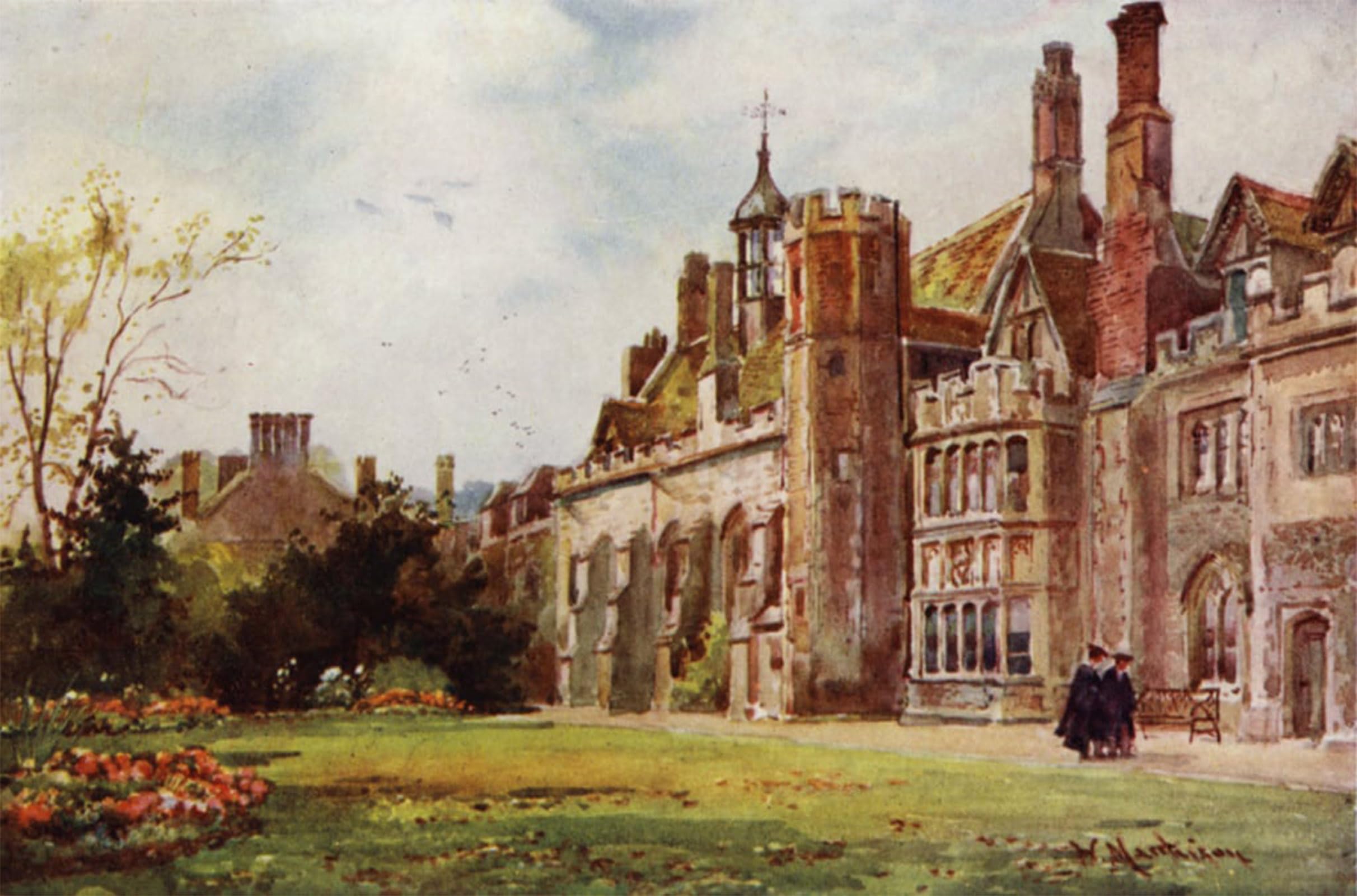 ARTXLXXBN Famous Print Painting Colorful Art Print Peterhouse From the Fellows Garden by William Matthison Canvas Art Decorations for Home Decor 60x90cm
