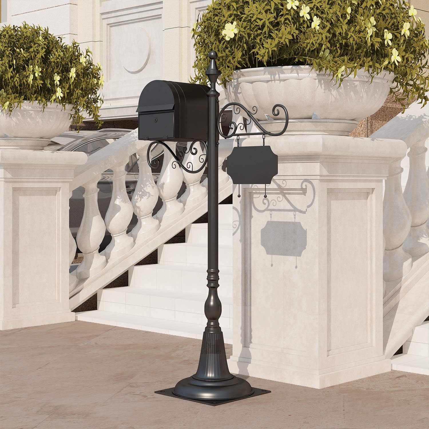 Suреr Brаndѕ AXDT Avenues Large Mailbox & Post Black Rust Resistant Metal Heavy Duty Mailbox Includes Address Plaque, Scroll & Mounting Hardware with Ball Finial(Black) 🔥 Crаzу Dеаlѕ AXDT Avenues Large Mailbox & Post Black Rust Resistant Metal Heavy Duty Mailbox Includes Address Plaque, Scroll & Mounting Hardware with Ball Finial(Black)