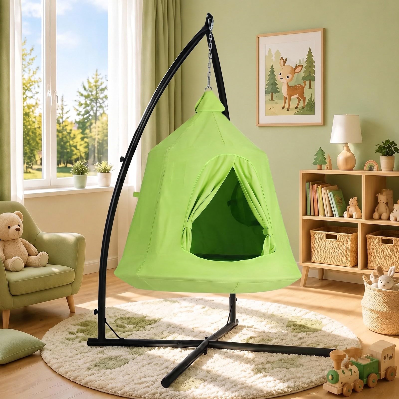MAMIZO Hammock Chair with Frame, Hanging Swing Chair Indoor & Outdoor