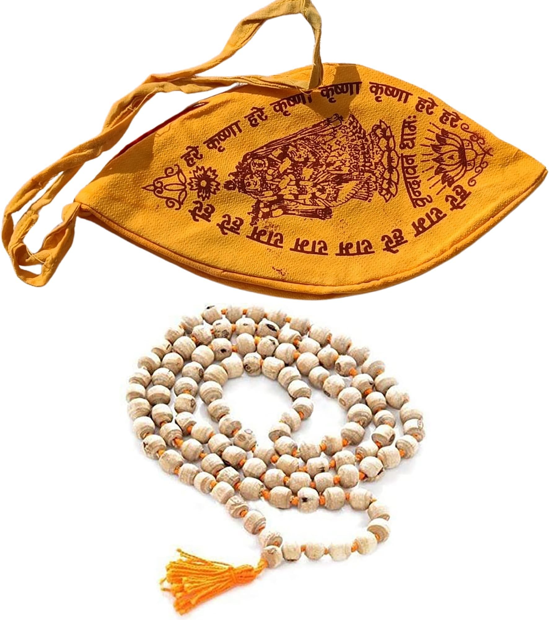 Tulsi Mala Original with Gomukhi Japa Mala Bag | Tulsi Mala 108 Beads Original with Japa Mala Bag | Tulsi Japa Mala 108 beads with bag | Pack of 2 Items