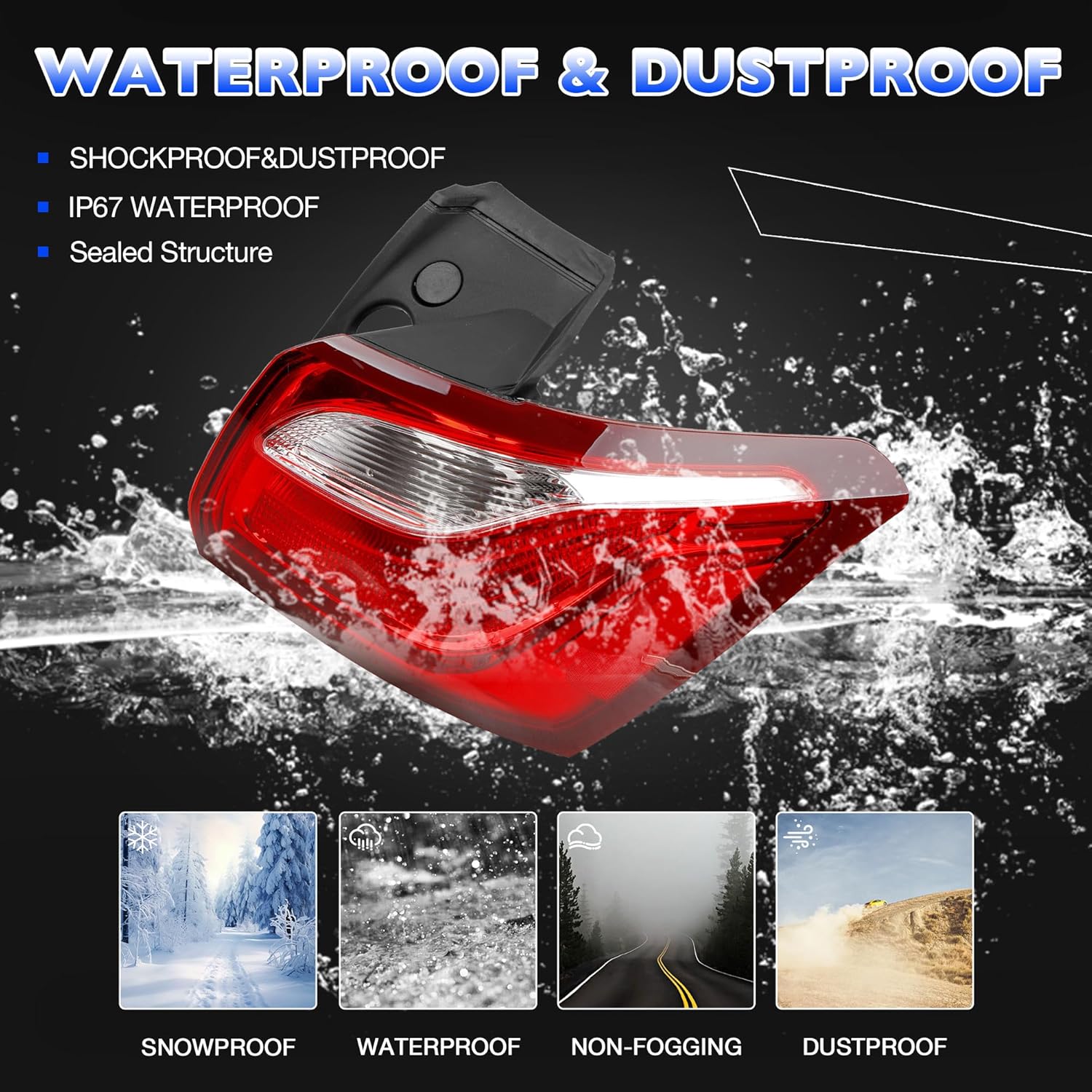 Tail Lights Compatible with Chevy Equinox 2018 2019 2020 - Right Passenger Side Rear Brake Lamp Replace 84769836 - Taillight Halogen Type NON-LED (w/Bulb)