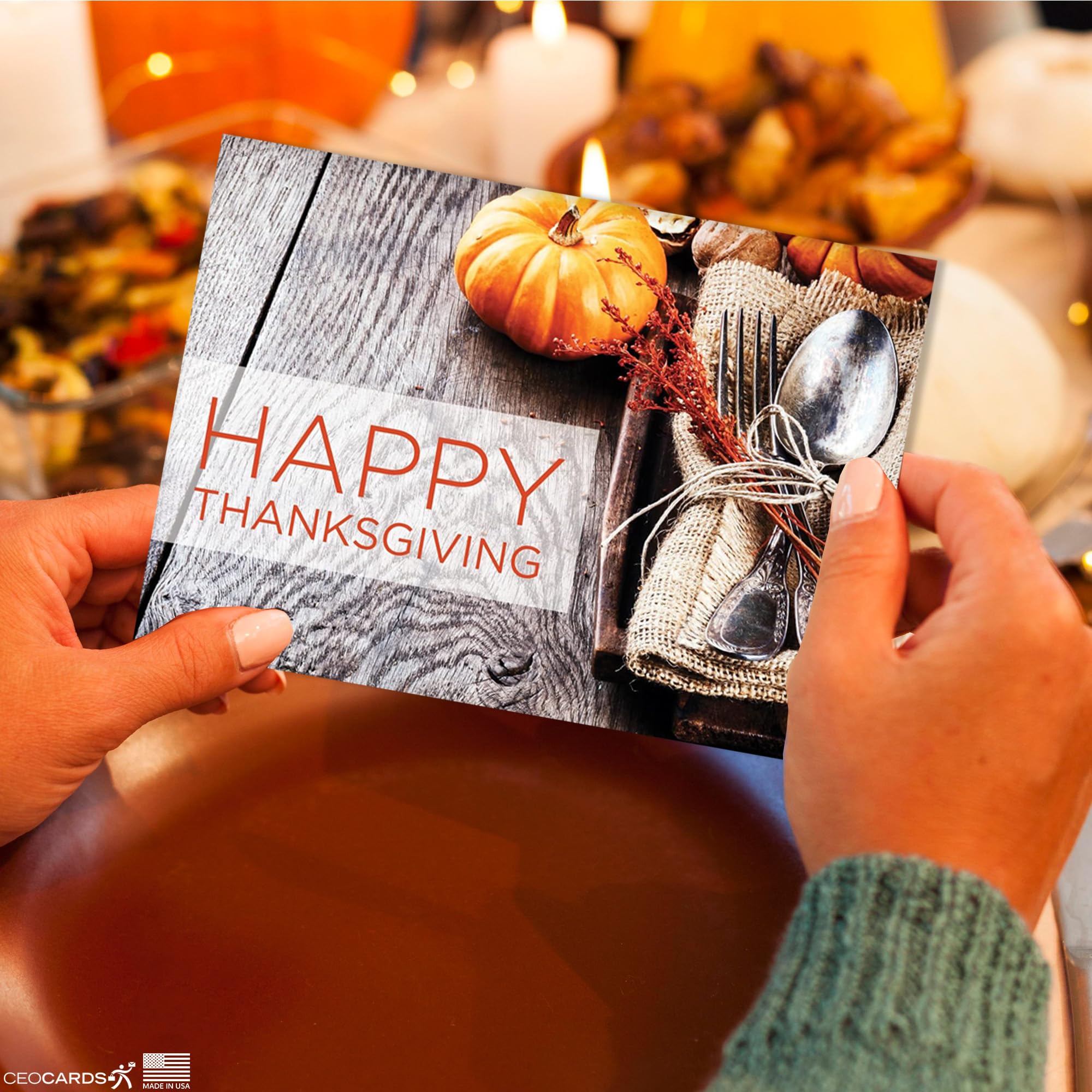 Carte De Vœux 3D Joyeux Thanksgiving - Décoration Citrouille Avec Enveloppe - Cadeau Personnalisé Fête - 10