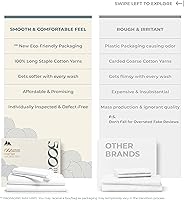 Vista 2 de Mayfair Linen - Juego de sábanas tamaño individual de 500 hilos, 100 % algodón, 3 piezas (blanco), lujoso, suave, transpirable, refrescante, juego