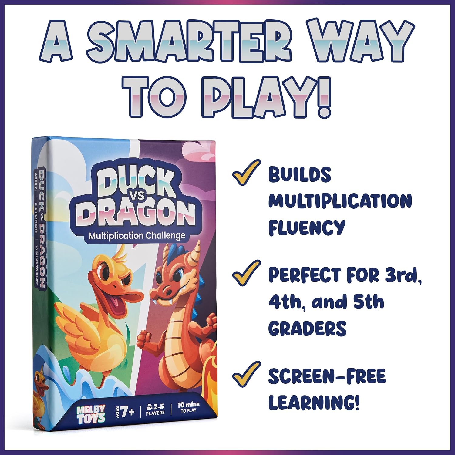 Ducks vs Dragons Multiplication Game - Multiplication Flash Cards Alternative - Math Games for Kids 8-12 - Card Game for Learning Times Tables - 3rd 4th 5th Grade Math Facts Games