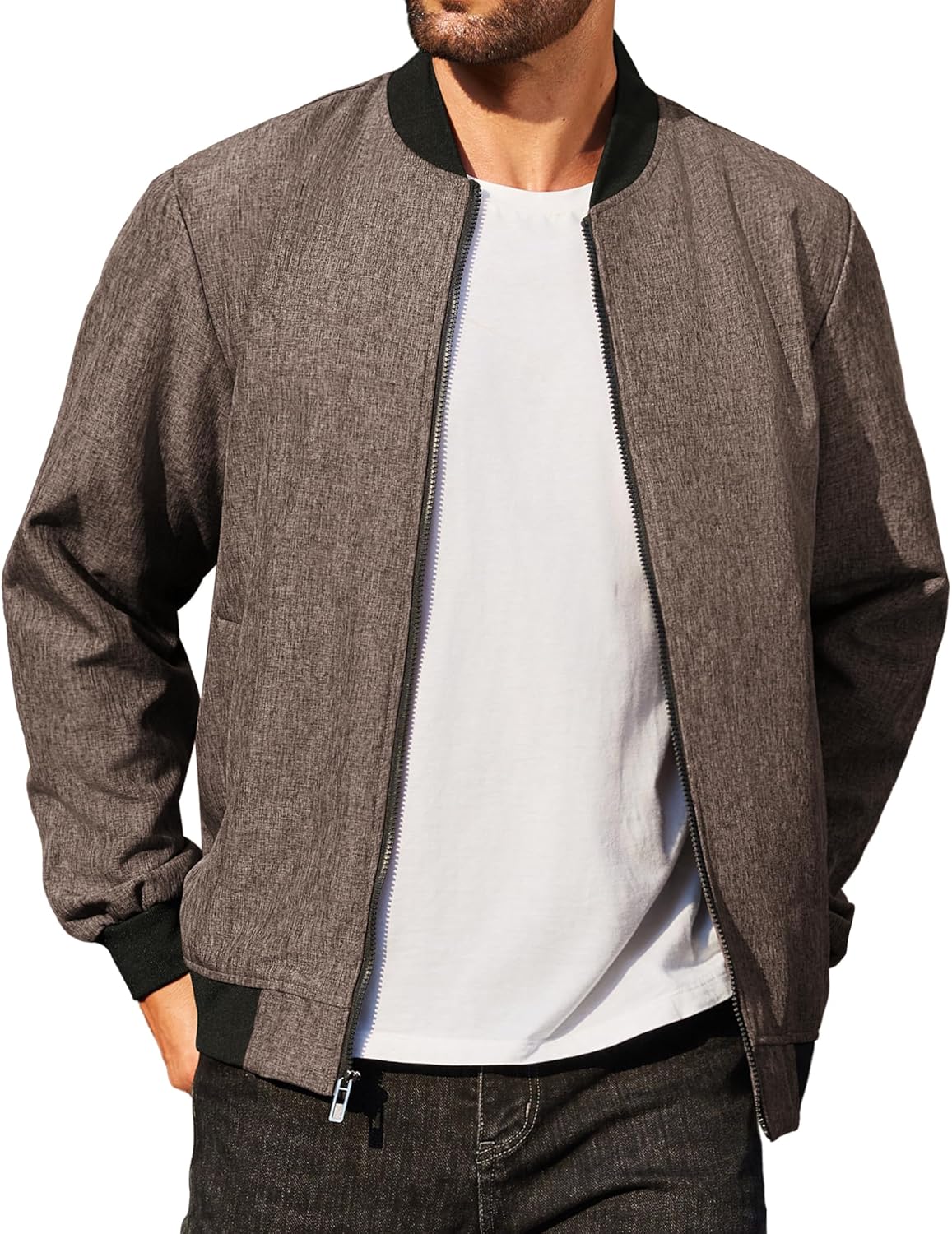 COOFANDY Men's Casual Varsity Jacket Vintage Lightweight Bomber Jackets Zip Up Fashion Coat