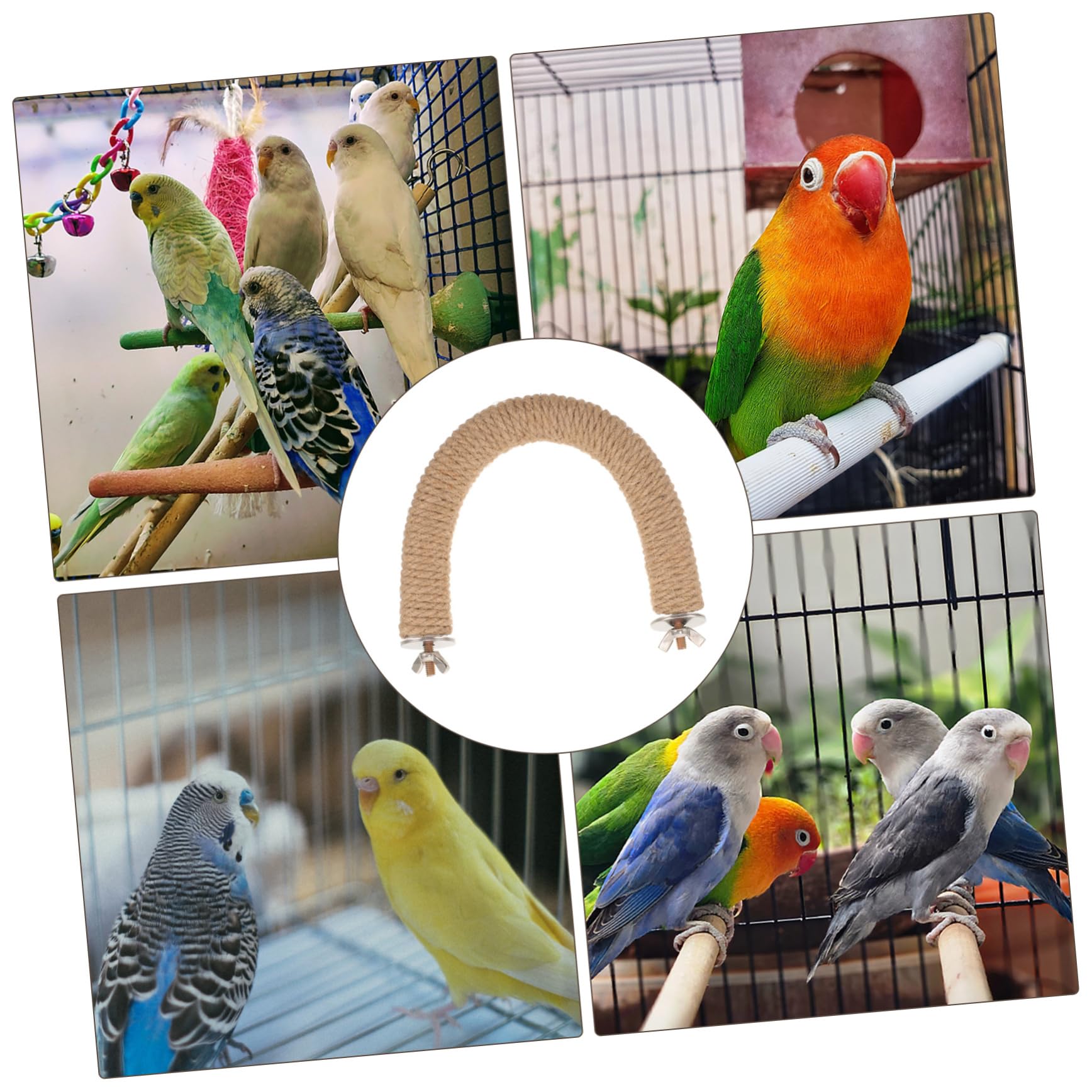 VANZACK 5piezas Perch De Aves U-Type Cuerda De Percha Interactiva para Periquitos y Accesorio para Jaula De Aves Juguete De Masticar y Ejercicio para