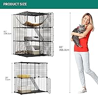Vista 3 de YITAHOME Jaula para Gatos de Interior de 2 Niveles, Jaula para Gatitos, Corral Versátil DIY para Gatos, Animales Pequeños, para el Hogar, Viajes