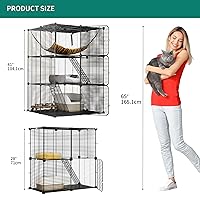 Vista 3 de YITAHOME Jaula para gatos de 2 niveles para interiores, jaula para gatos al aire libre, para animales pequeños, corralito para mascotas, perrera