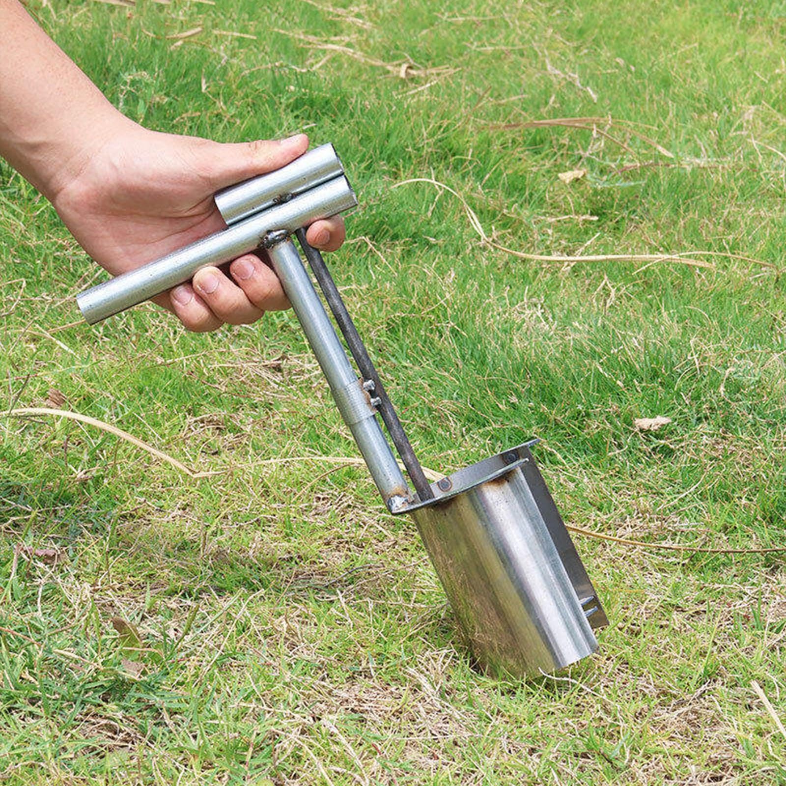 Piantabulbi con impugnatura ergonomica, strumento di trapianto per alberi da frutto in acciaio inossidabile, trapiantatore per piantine, strumento per il trapianto di semi e bulbi