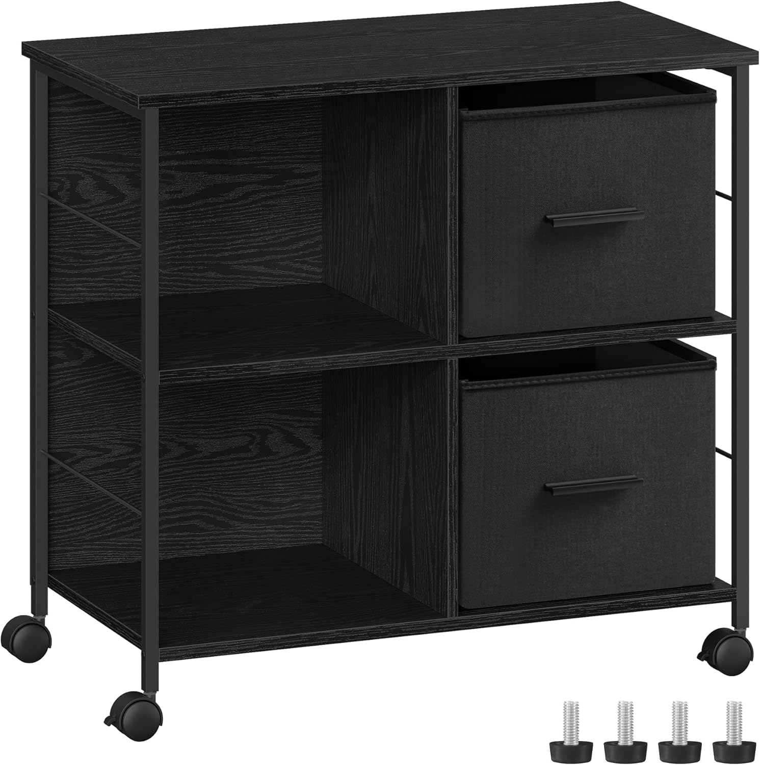 VASAGLE Filing Rolling Printer Stand with 2 Fabric Drawers