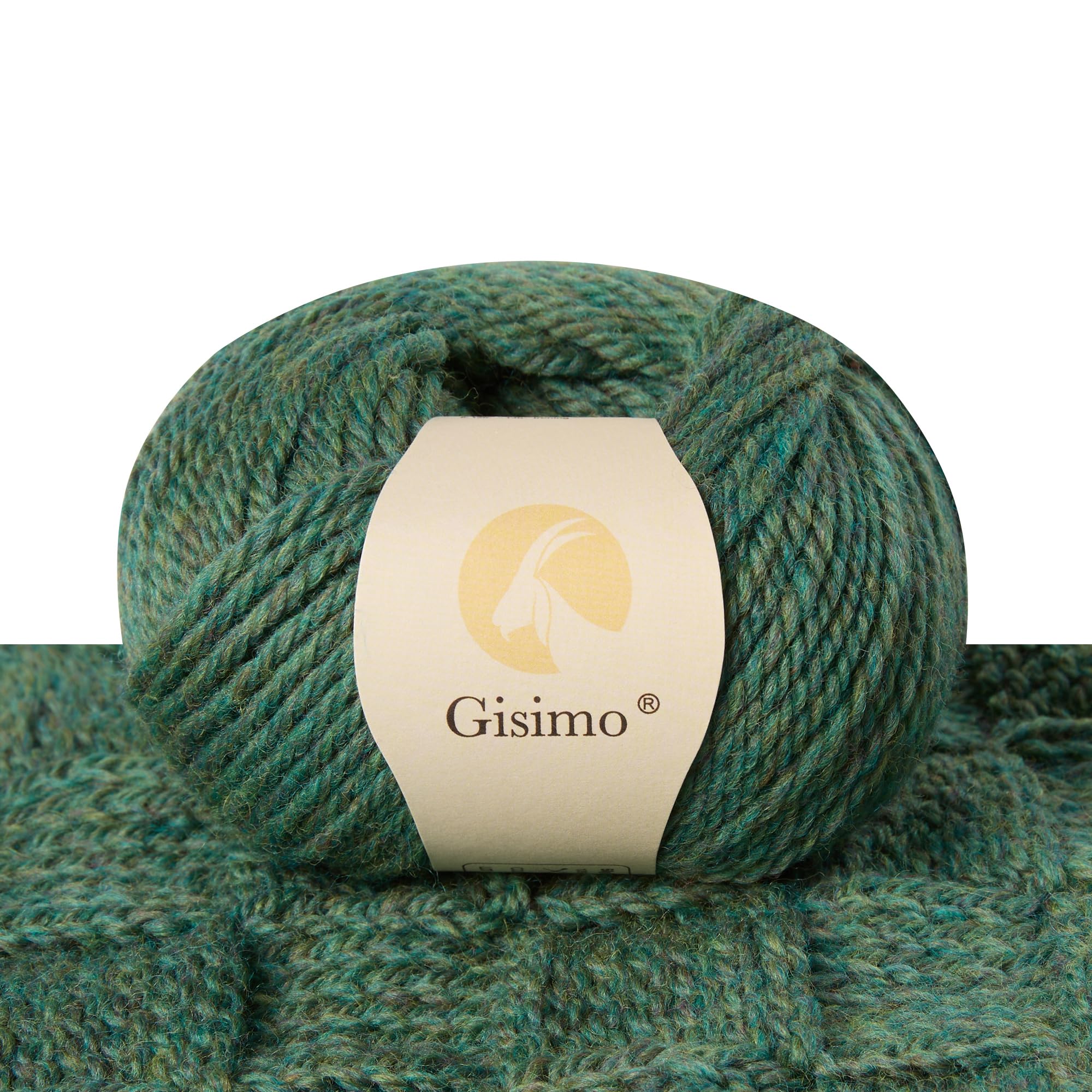 100% Merino Wool Yarn, 3-Ply Luxurious and Soft Yarn for Hand Knitting &amp; Crocheting (Dark Green,1Ball)