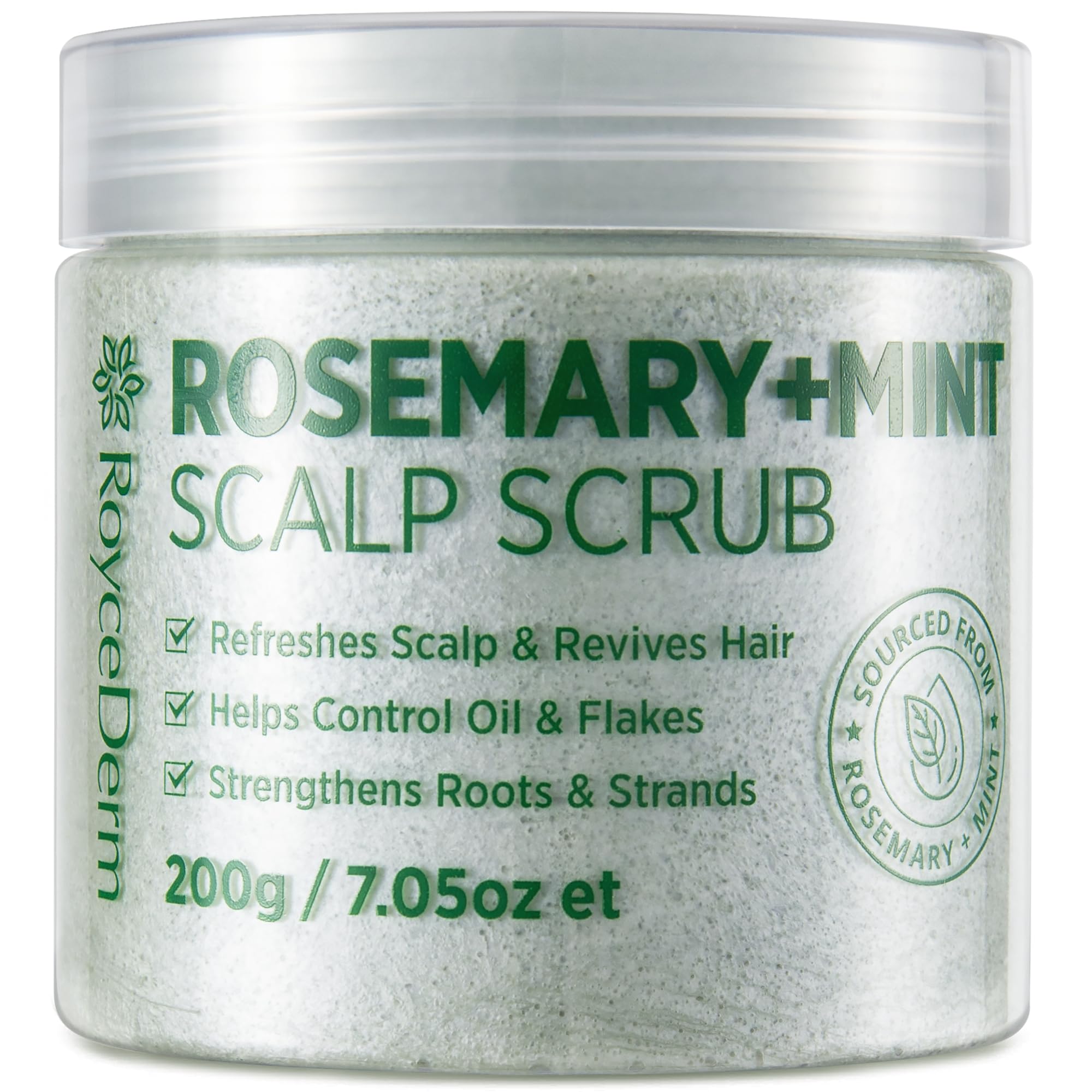 RoyceDerm Rosemary Mint Scalp Scrub Clarifying Scalp Exfoliator Refreshing Clean Scalp, Cooling Micro-Exfoliation with Botanical Extracts, For All