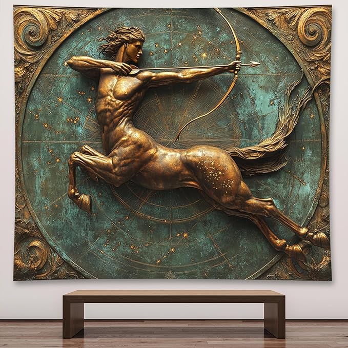 Liuzhouzai Vintage Zodiac Sagittarius Tapestry Wall Hanging Astrology Home Decoration Aesthetics Suitable for Bedroom Living Room Dormitory Office Wall Decor 60x50 Inches