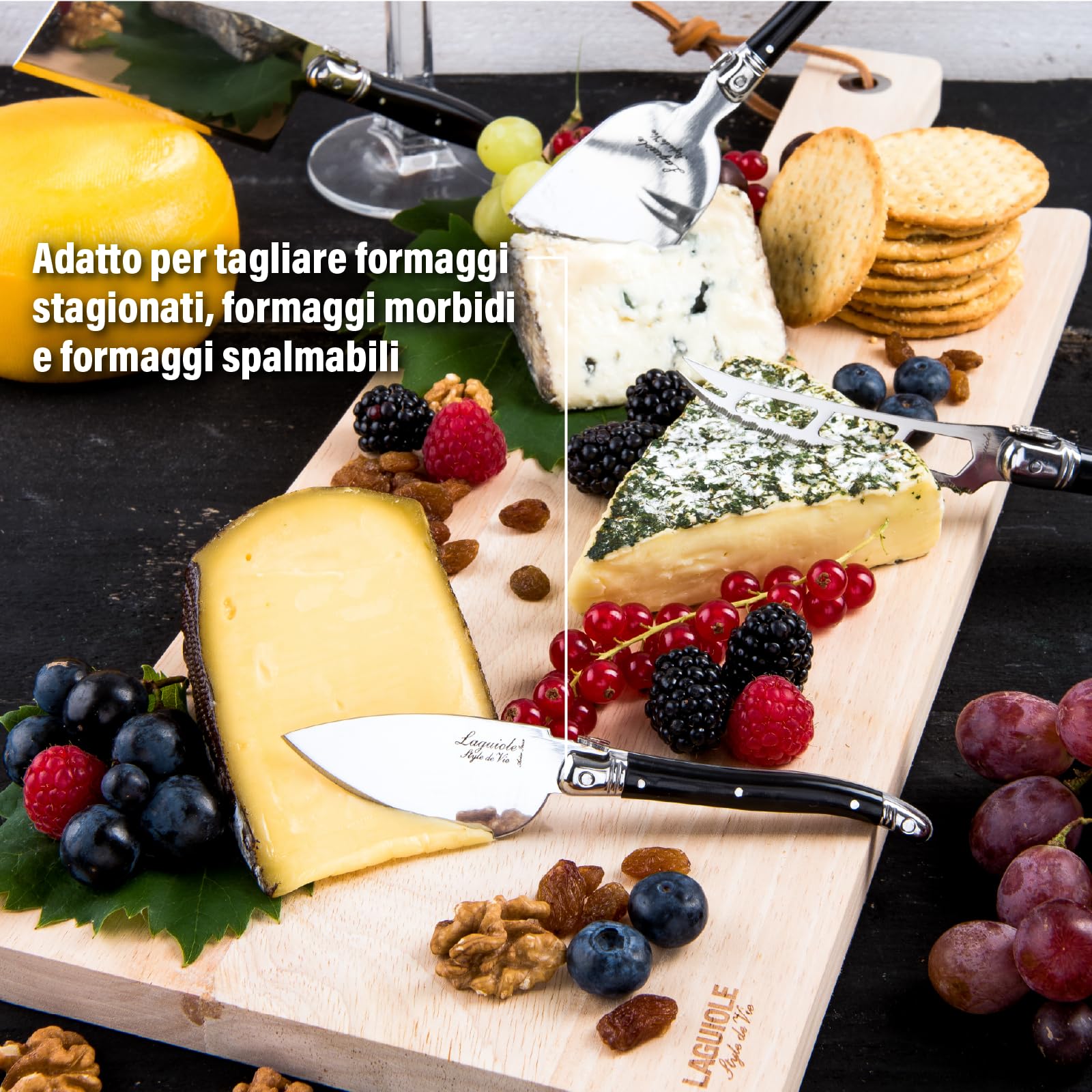 Laguiole Style de Vie Set di coltelli da formaggio, Premium Line, 8 pezzi, con bordo