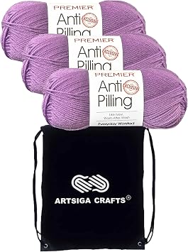Premier Yarns Anti-Pilling Everyday Orchid 100-20 | 3 Skeins, Same Dye Lot, Project Bag, #4 Worsted, 100% Anti-Pilling-Acrylic, Ideal for Crochet or Knitting Blankets, Scarves