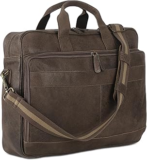 KomalC 16 Inch Leather briefcases Laptop Messenger Bags for Men and Women Best Office Satchel Bag