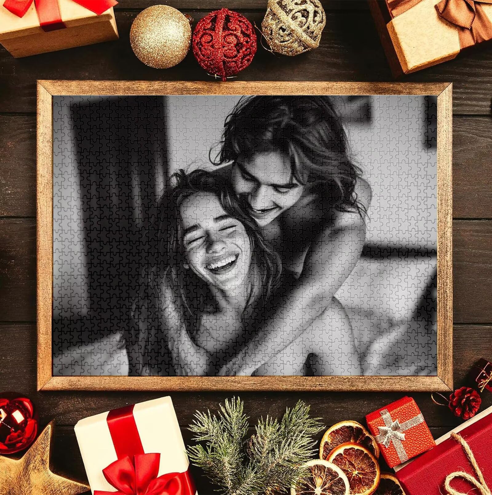 Puzzle Personalizado con Foto, Personalizada Rompecabezas Personalizado Diseña tu Logo Foto o Texto, Personalizado Navidad Halloween San Valentín Parejas Niños Familia Amigos h-4245