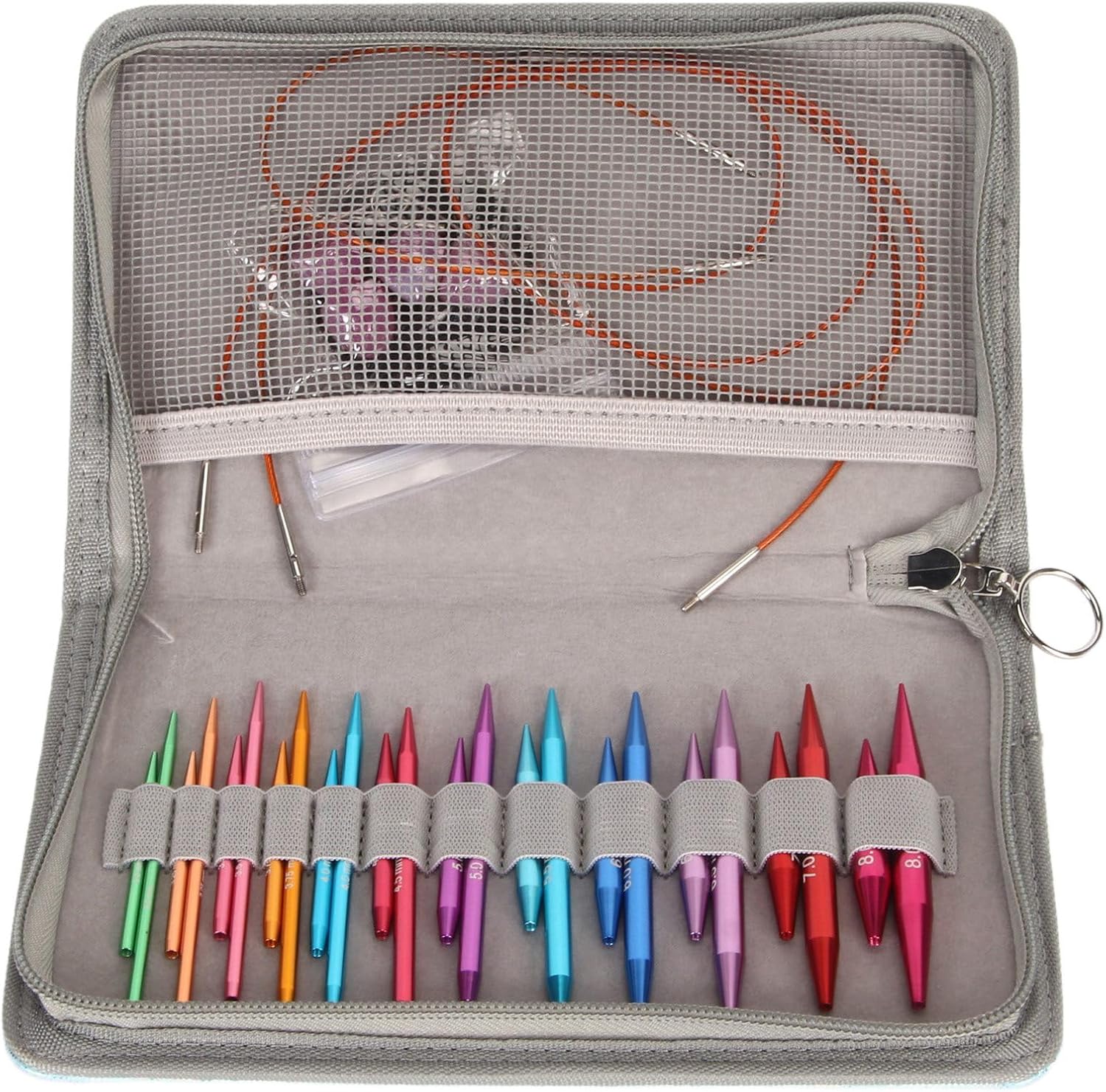 Circular Knitting Needle Set with Storage Bag, Accessories, 3mm to 8mm Sizes Interchangeable Aluminum Crochet Needles for Handmade DIY Knitting, Weaving, Socks, Sweaters, Hats