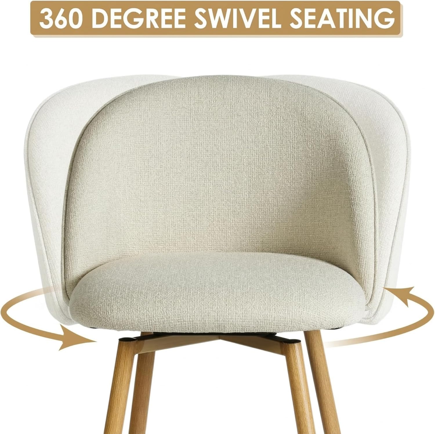 Homy Casa Set of 2 Swivel Counter Height Bar Stools with Ergonomic Seat Footrest and 26 Inch Seat Height for Kitchen Island Dining Room and Home Bar, Beige
