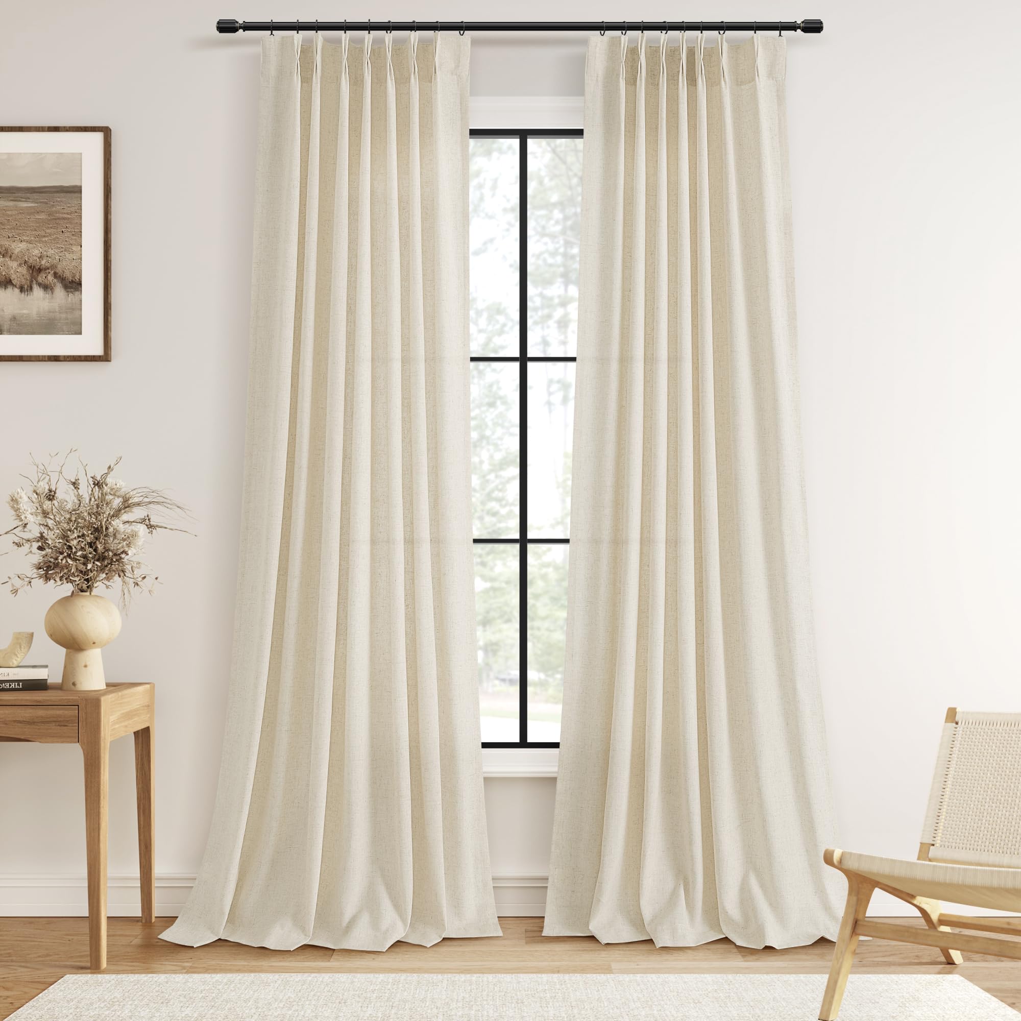 Linen Pinch Pleat Curtains - Soft Light & Privacy -10