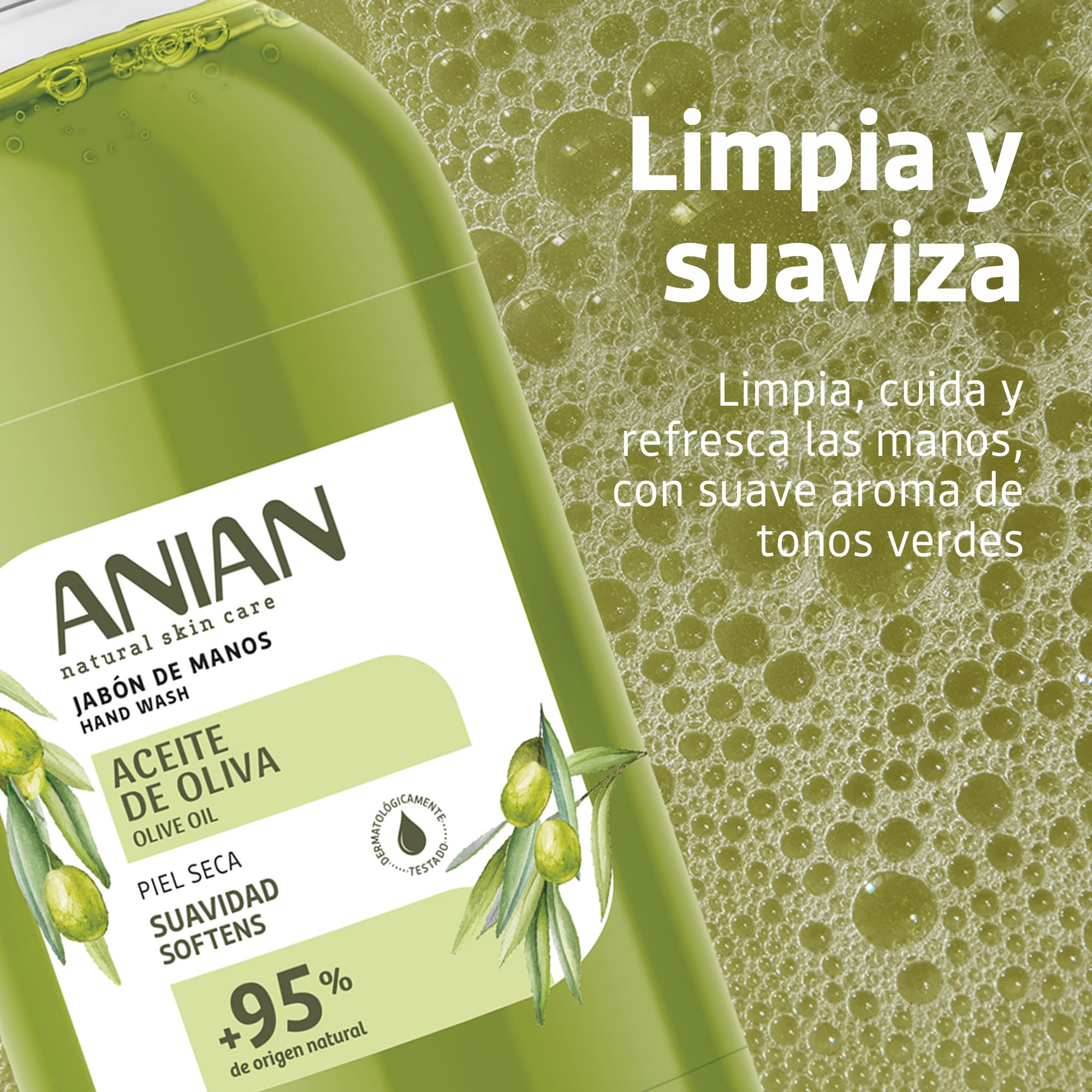 Jabón de Manos Aceite de Oliva 500 ml para Piel Seca con Glicerina y Aceite de Oliva 95% Natural