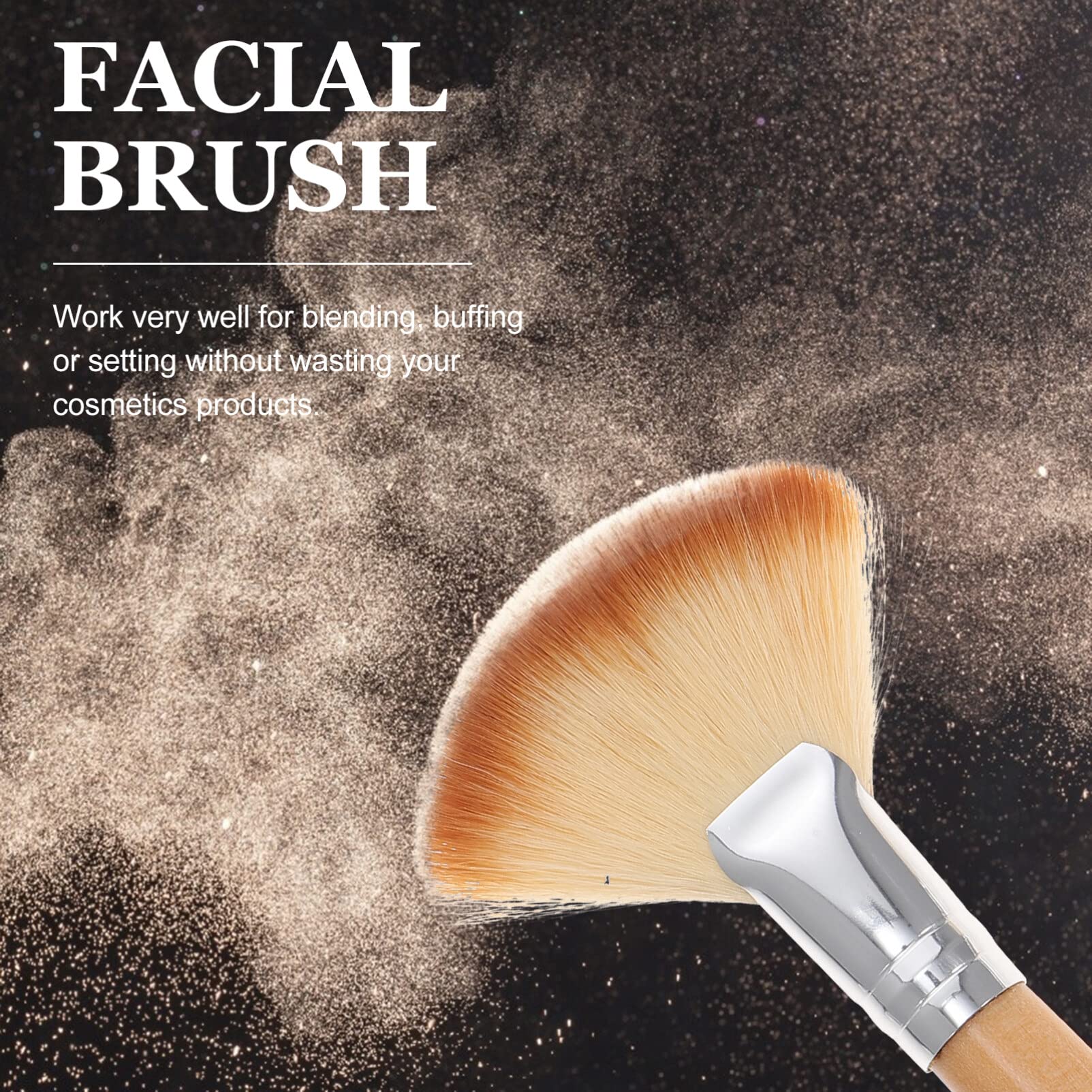 PACKOVE 2Pcs Large Fan Makeup Brush Wooden Fan Cosmetic Brush Highlighting Makeup Brush Soft Fan Face Brush for Bronzer Cheekbones Blush