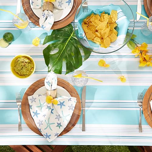 Miniatura 5 de DII Summer Stripe - Colección de mesa con cremallera para exteriores, multiusos, lavable a máquina, mantel, redondo de 60 pulgadas con cremallera,