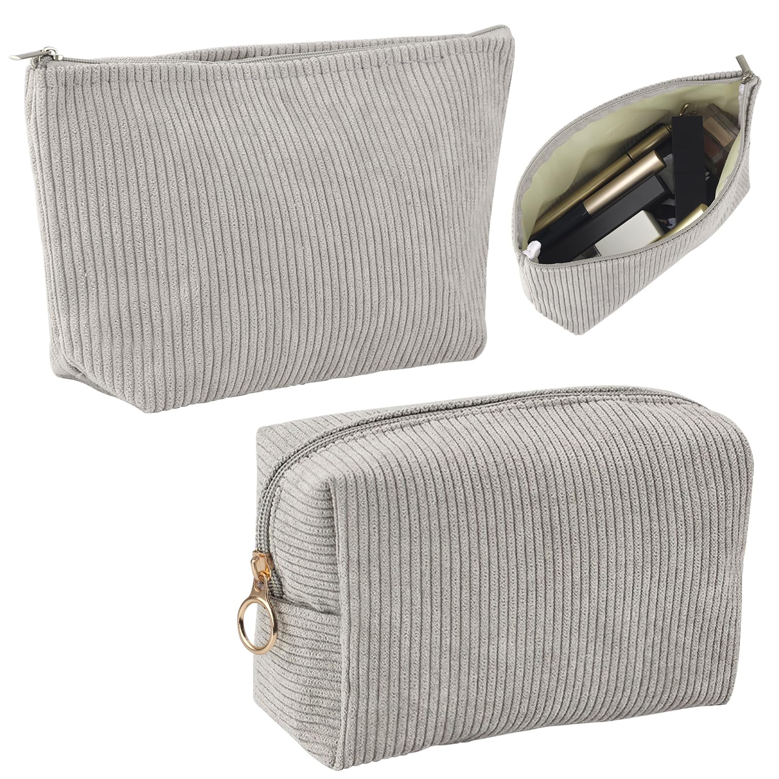 Kord Cosmetic Bag Set, 2 Make-Up Bags, Grey Makeup Bag, Small Makeup Bag for Storage and Carrying of Care Products d'Alene to