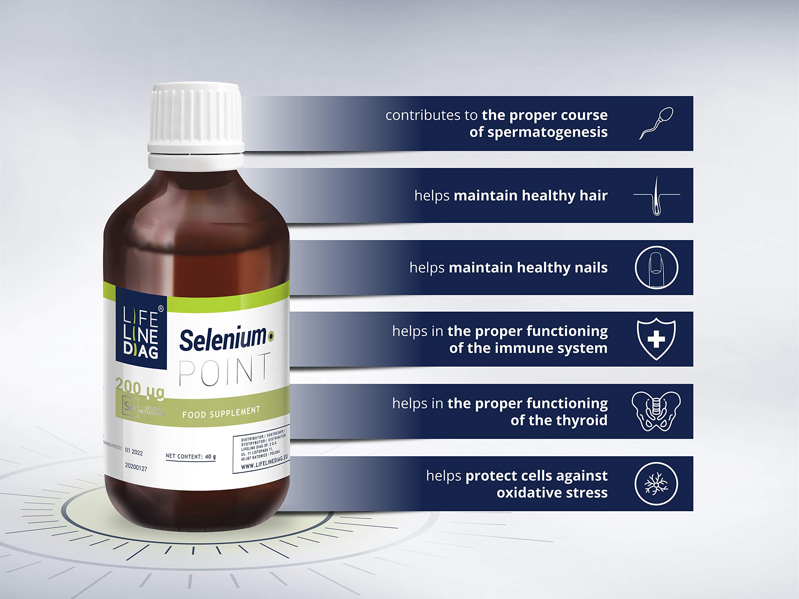 LifeLine Diag 40g Liquid Form Selenium Point 200 UG per Daily dose