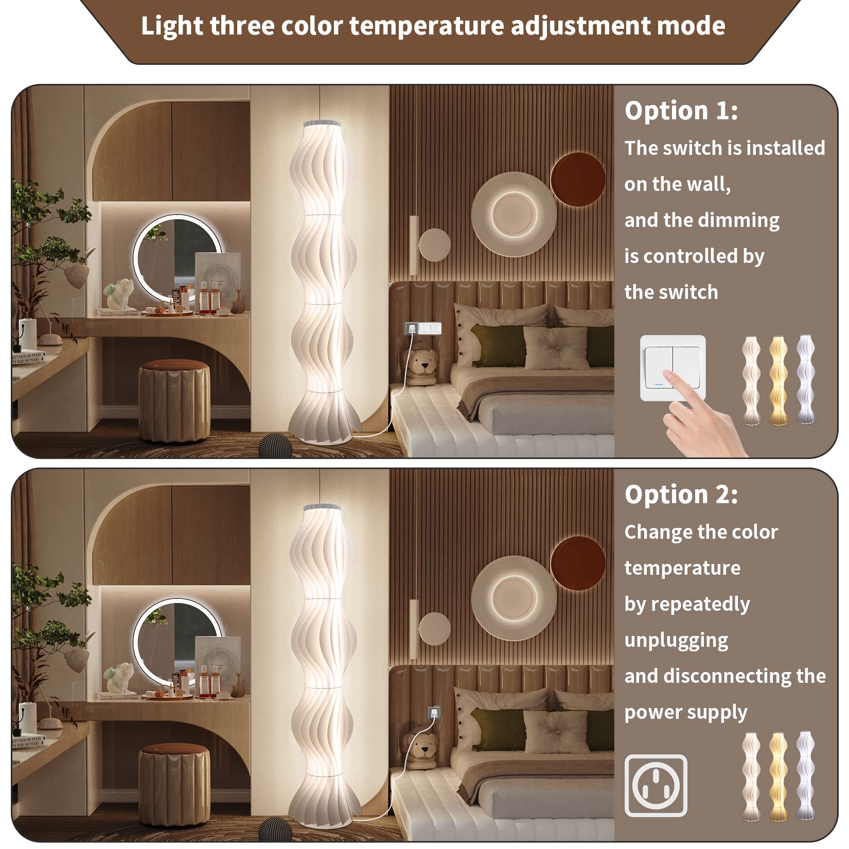 Stehlampe Dimmbar mit Fußschalter: Moderne Stehleuchte Weiß, Abnehmbarer Lampenschirm aus Acryl, 170cm Höhe LED Bodenlampe für Wohnzimmer, Esszimmer und Schlafzimmer