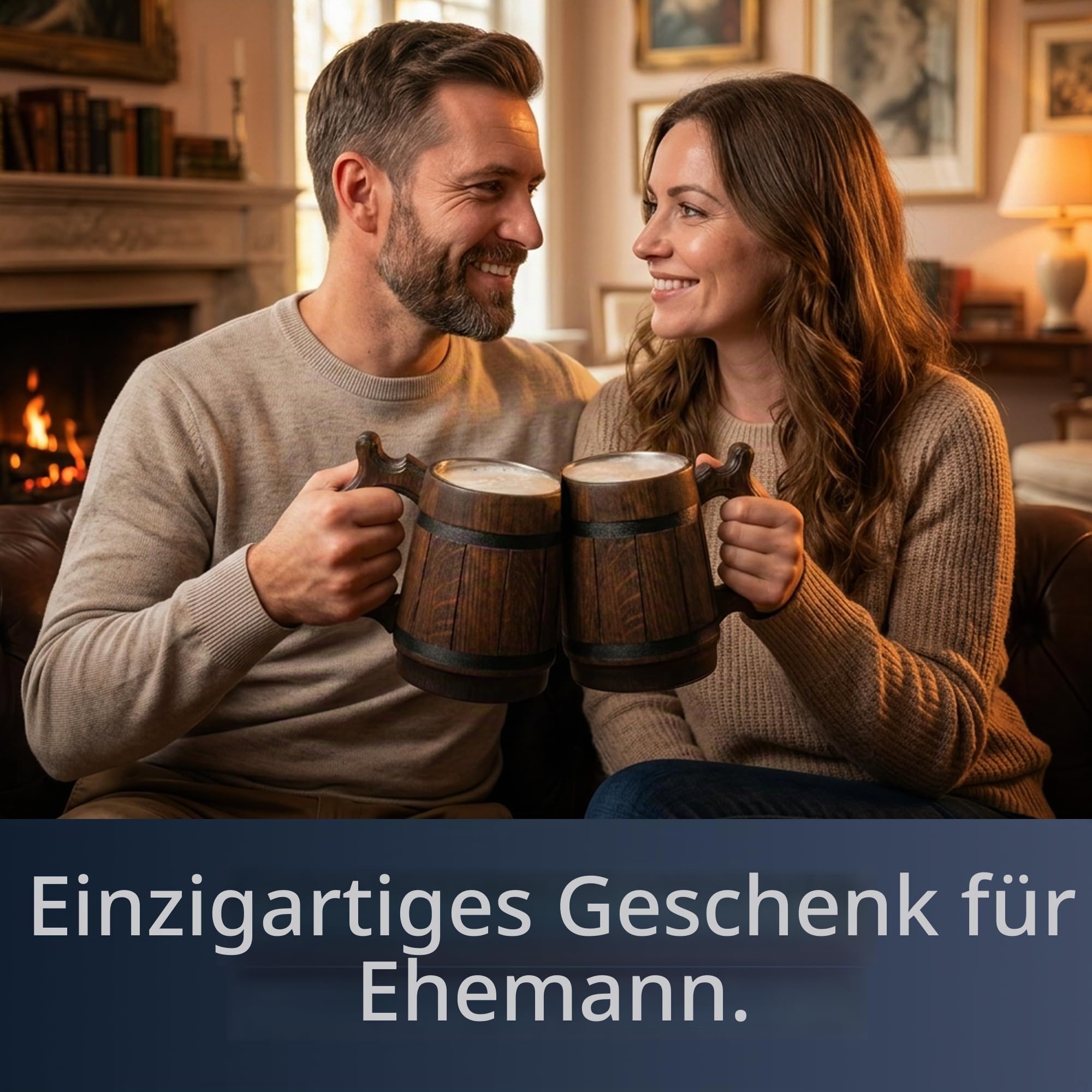 Handgefertigter Bierkrug aus Eichenholz Edelstahl Tasse Natürlich Umweltfreundlich 0,6 Liter 20 Unzen Krug Retro braun
