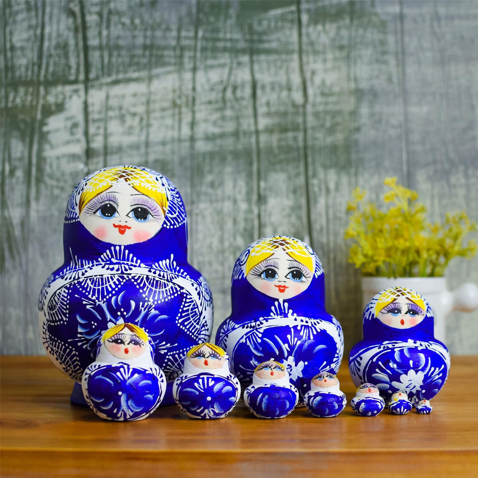 SUPRROW Lot de 6 poupées russes pour enfants - En bois à six couches - Nid russe - Figurines de poupées - Cadeau d'anniversaire