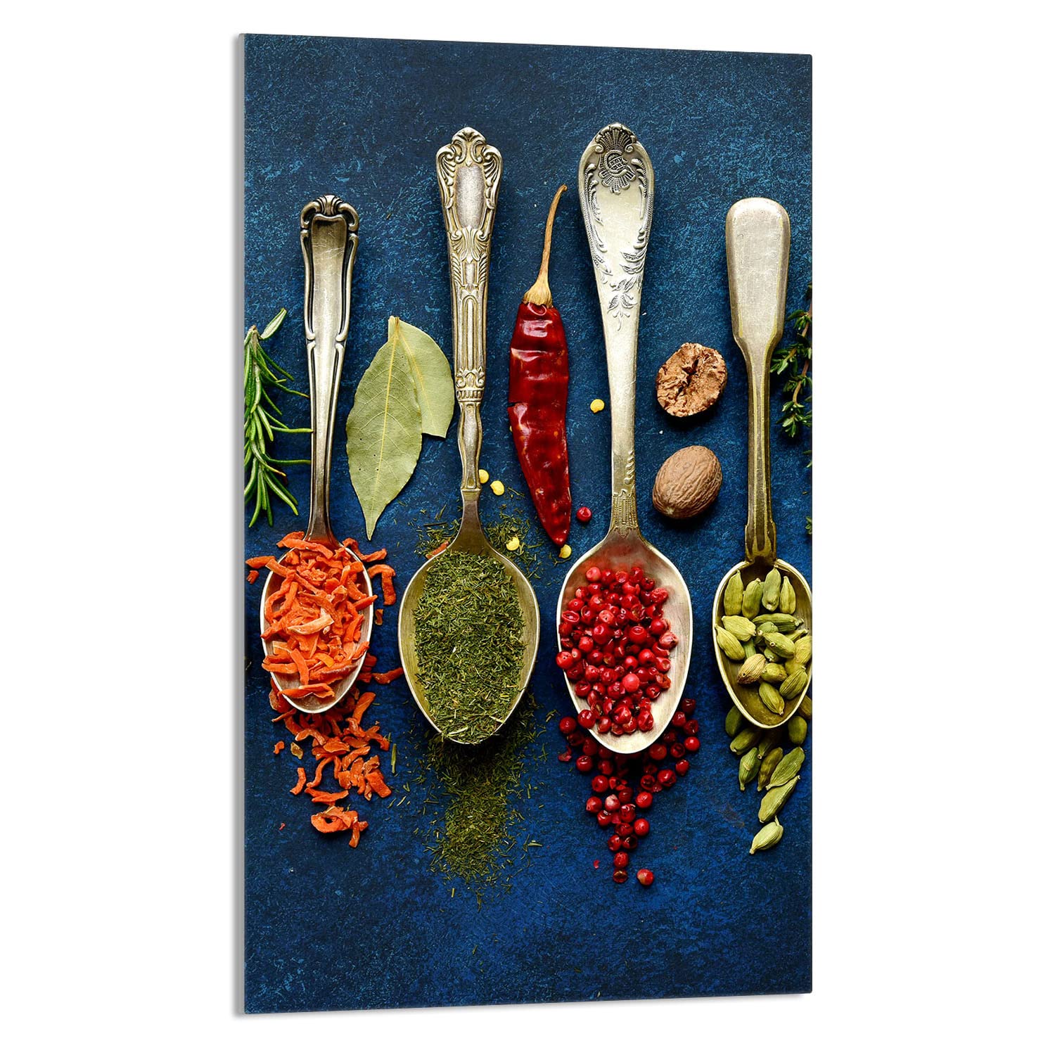 Plaque de recouvrement, 30 x 52 cm, en verre, pour cuisinières électrique, à induction, convient comme décoration, protection anti-éclaboussures ou planche à découper, Ardoise Épices