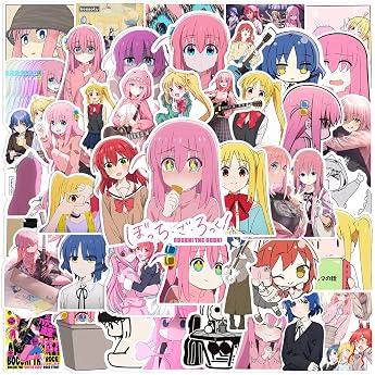 Pack of 50 BOCCHI THE ROCK! Anime Stickers for Laptop Bumper Skateboard Water Bottles Computer Phone Anime Sticker Pack for Kids/Teenagers