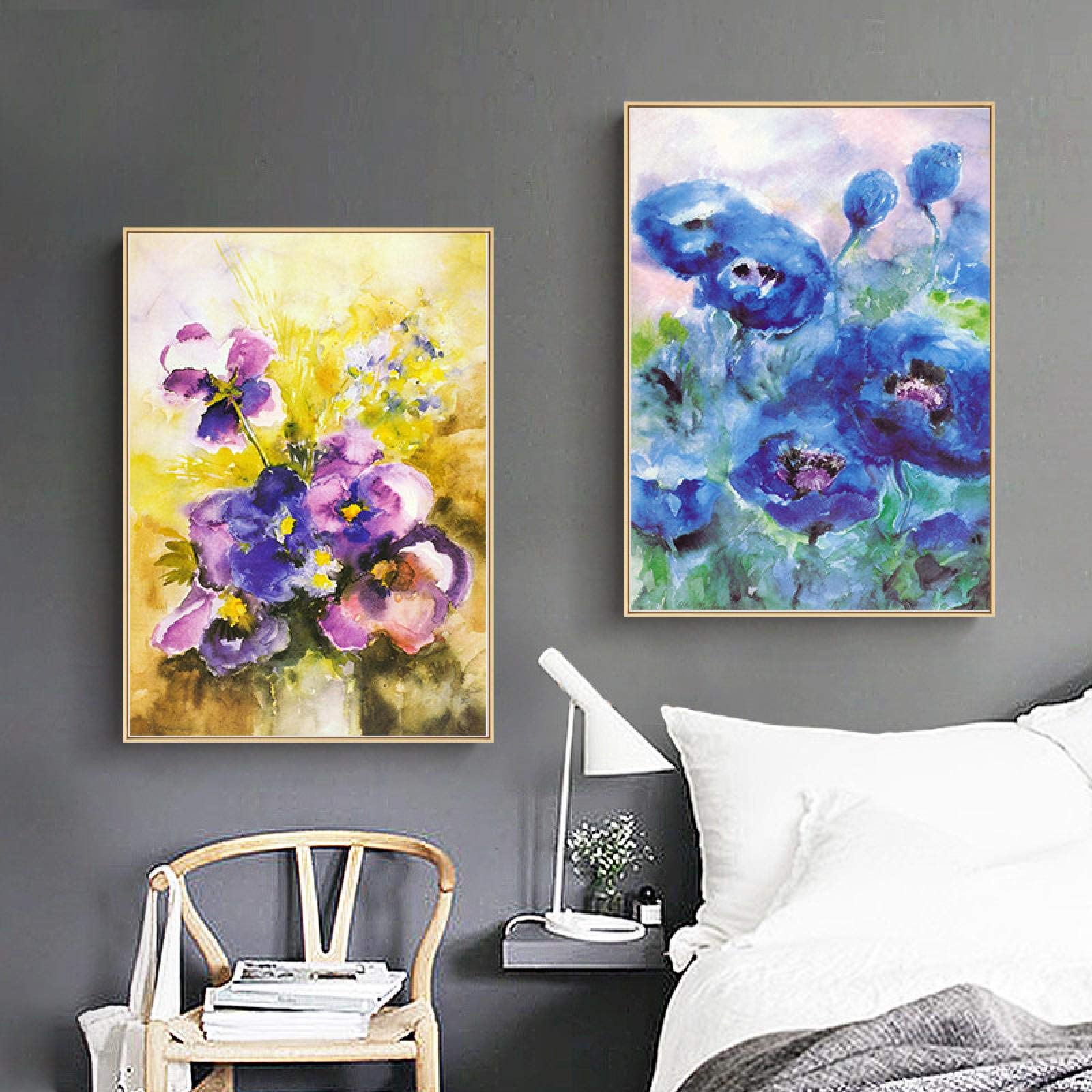 Impression décorative salon affiche nordique fleur aquarelle x2 - 7