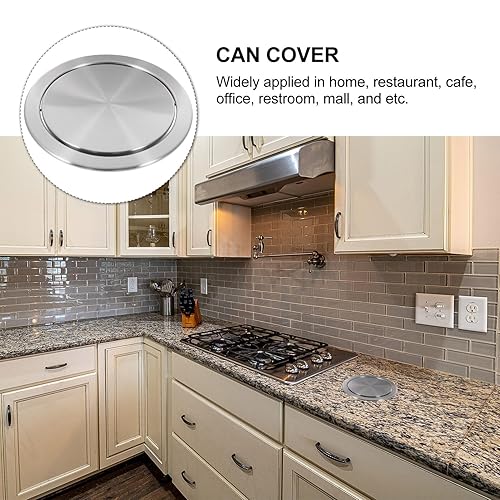 Miniatura 8 de Uonlytech Tapa de bote de basura, simple ojal de basura empotrado, cubierta redonda, tapa de cubo de basura para cocina, baño, oficina