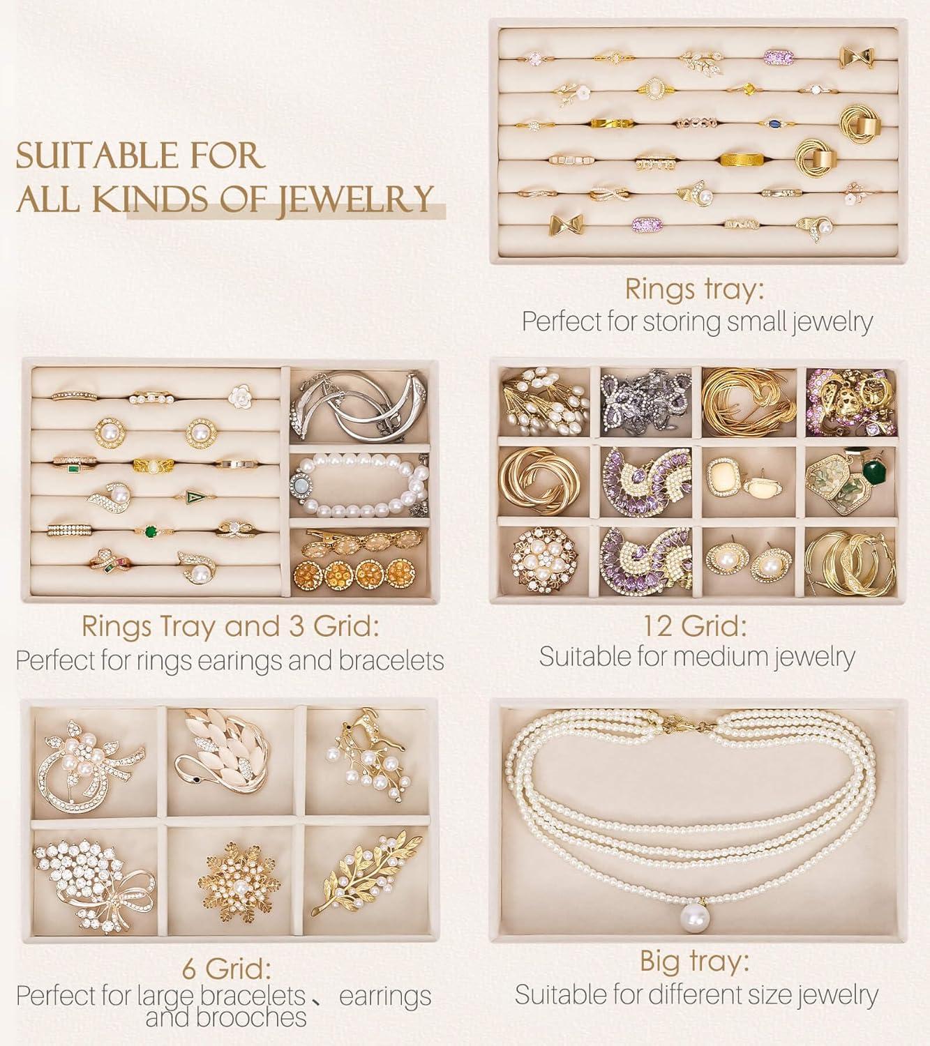 Homde Jewelry Box Acrylic for Home: Necklace Ring Organizer for Women in Vanity - Large Bracelet Earring Holder with Compartments - Image 5