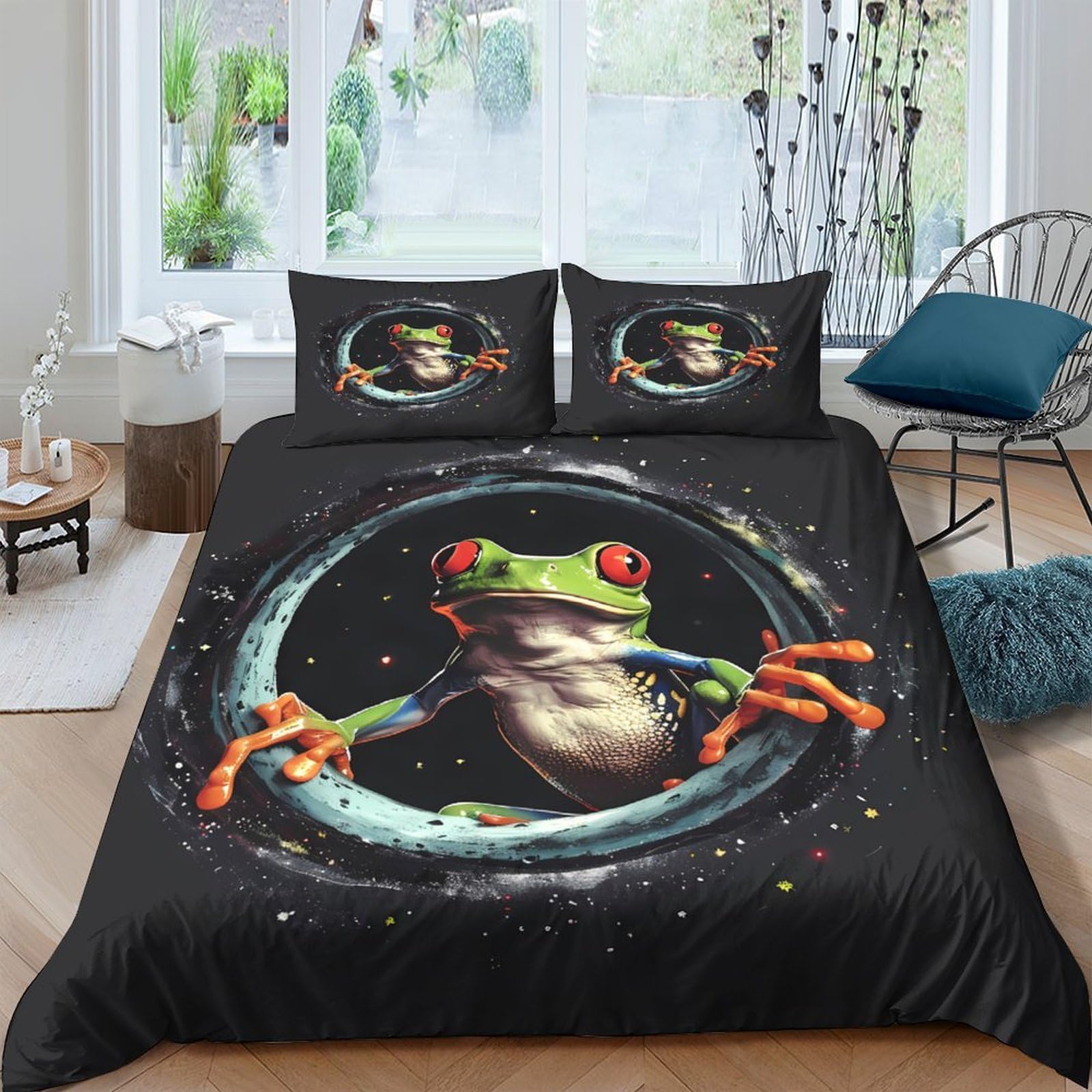Ctjqhvkz Style-6 3D Printed Tree Frog Fitted Sheet Microfiber Soft Anti-Slip Green Rainforest Bed Cover For Bedroom Guest Room Easy Care Single（135X200cm）