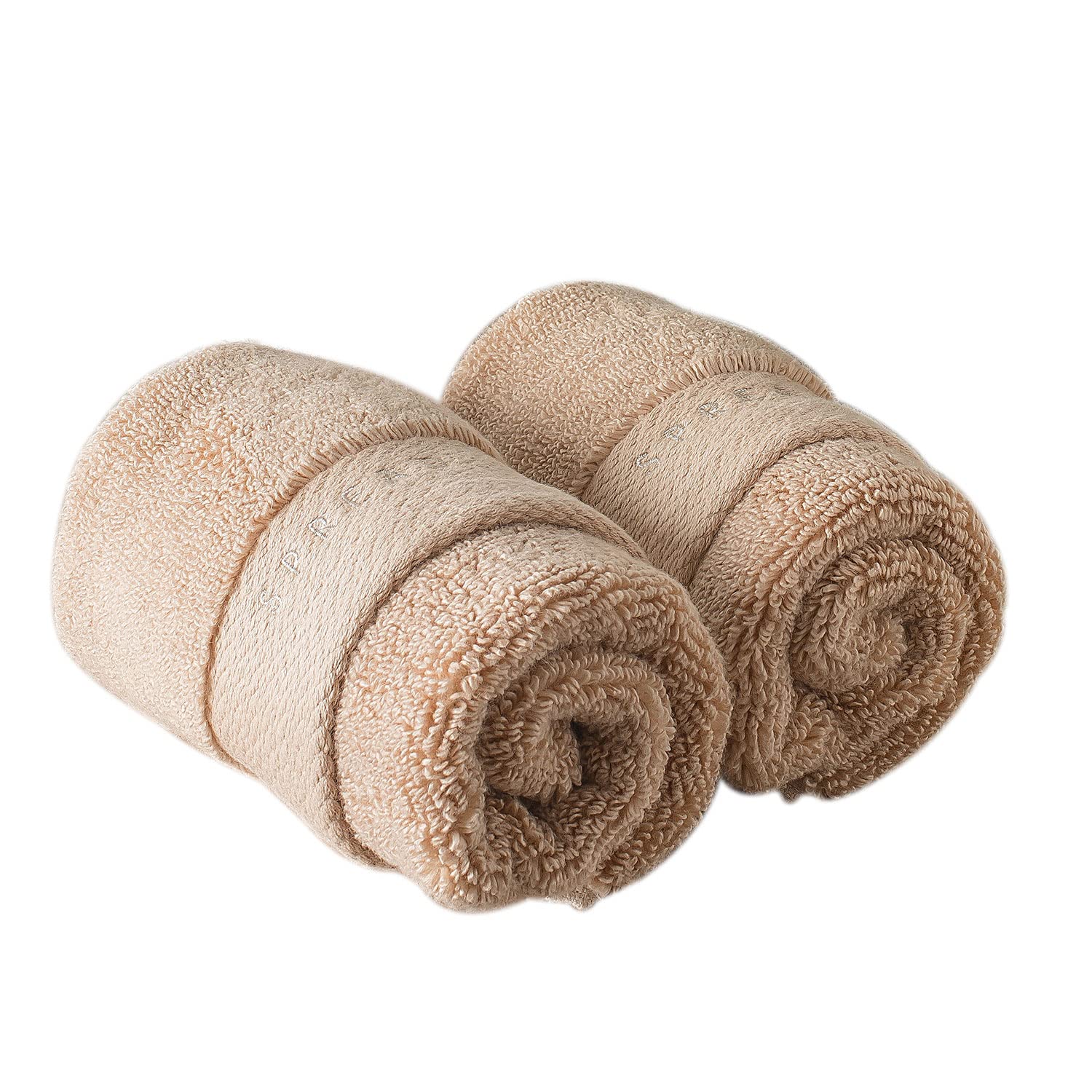 SPREAD SPAIN Resort Luxury Hotel & Spa Quality, 720 GSM Luxurious Cotton, 13x13 Inches 2 Piece Face Towel Set for Maximum Softness & Absorbency, Ultra-Durable - Beige-image-12